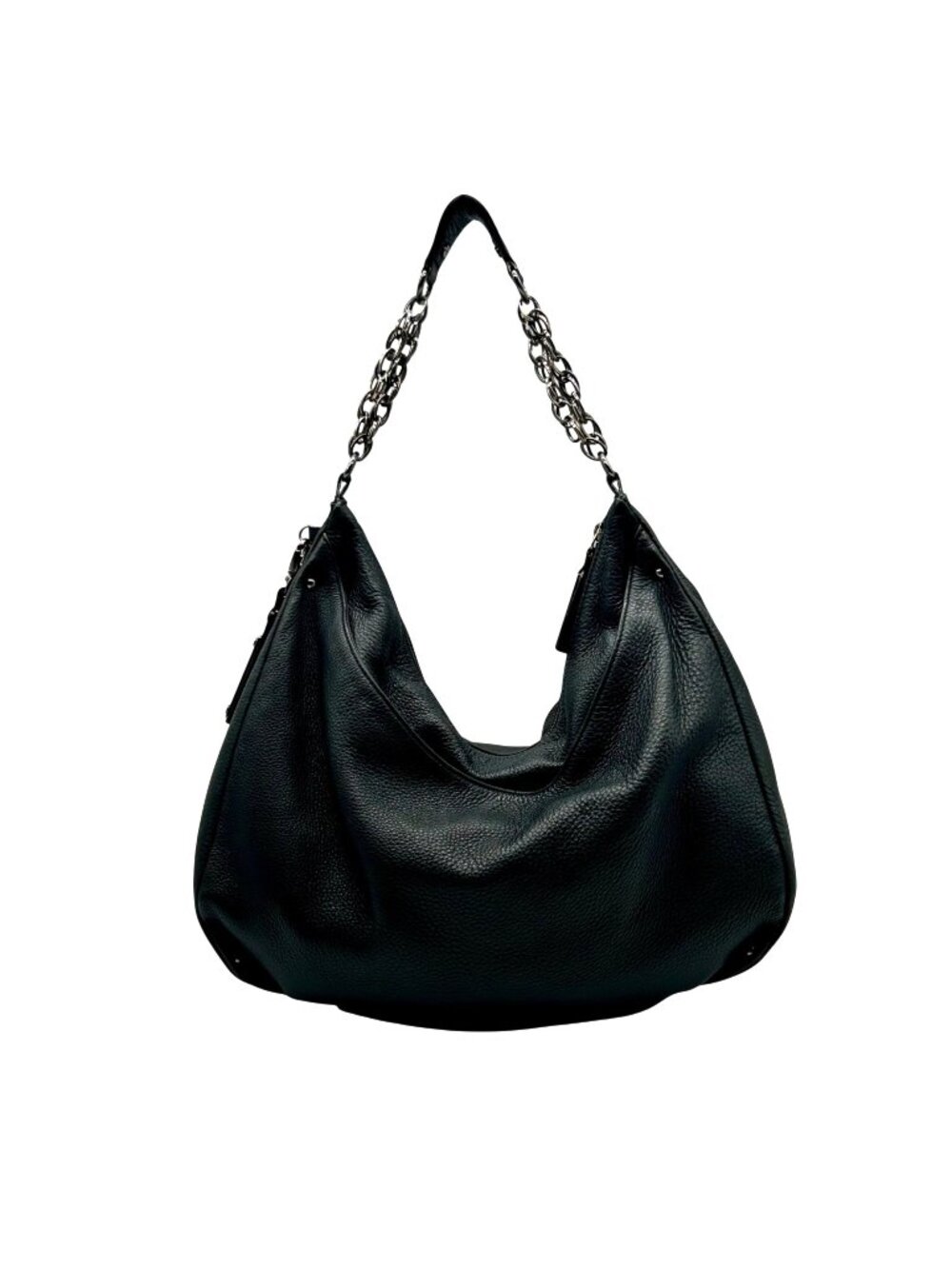 Kenneth Cole Black Pebbled Leather Slouch Hobo Bag